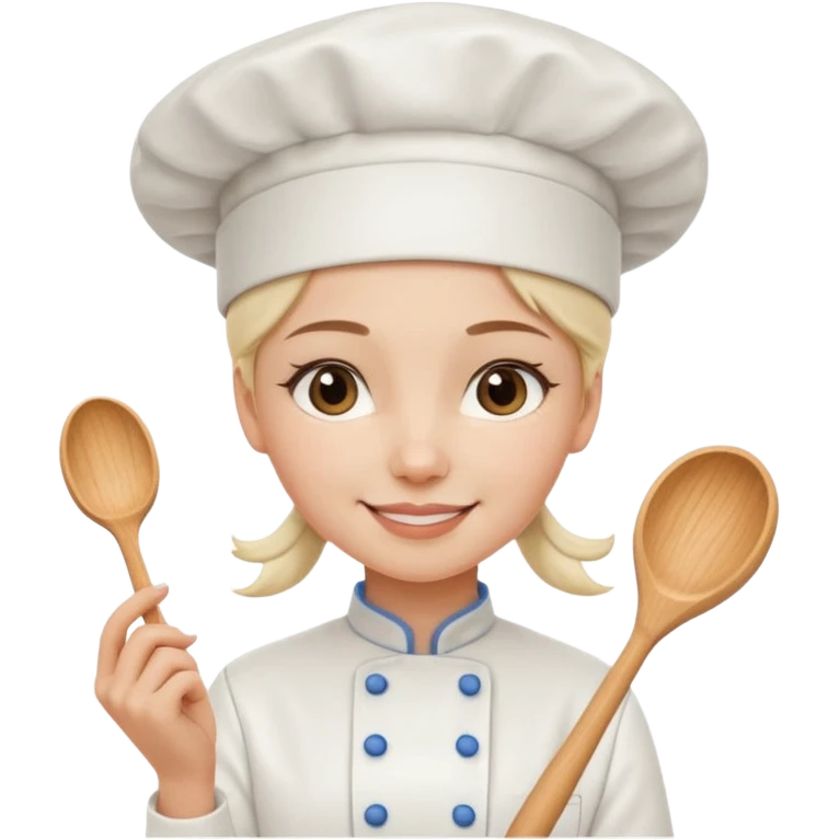 Young female baker - wearing a white chef's hat and holding a cream piping bag emoji