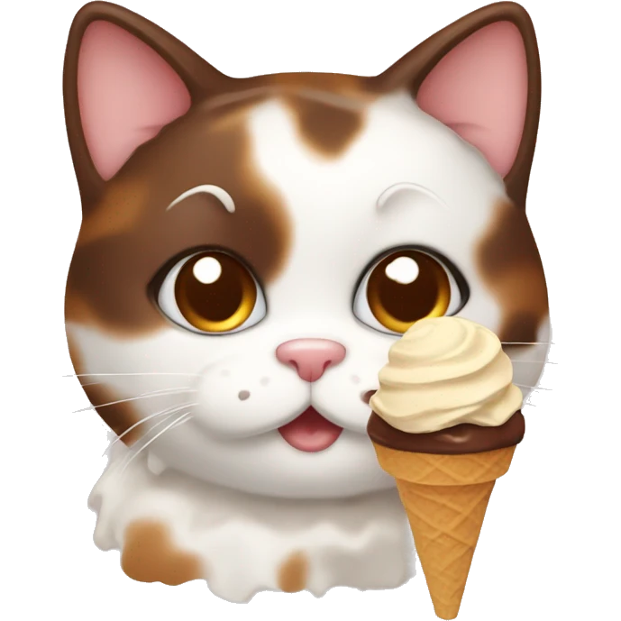 calico cat with chocolate icecream  emoji