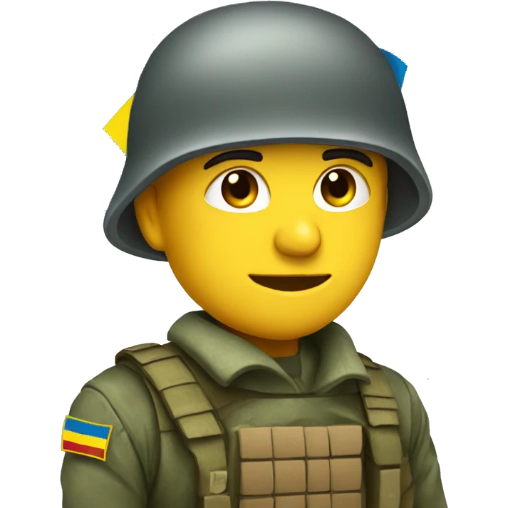soldier with Ukrainian flag emoji