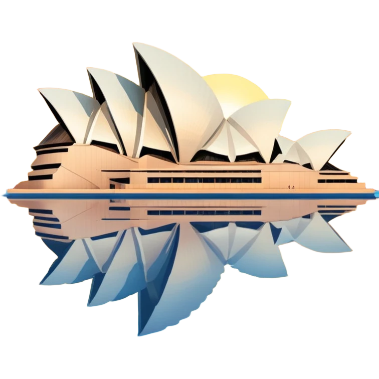 Sydney Opera House at sunset with water reflections emoji