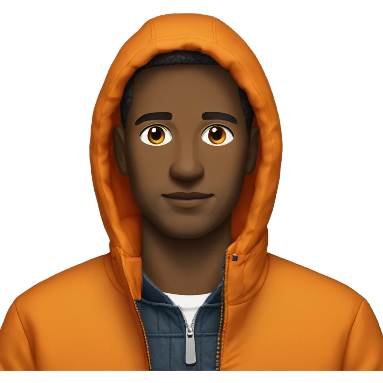 a man wearing an orange stone island jacket emoji