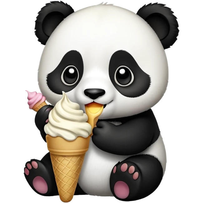 Panda eating ice cream emoji