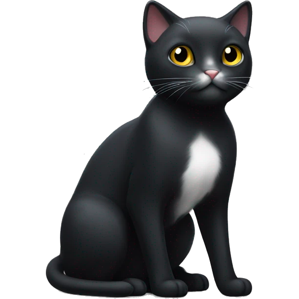 Black cat standing with white paws and white chest emoji