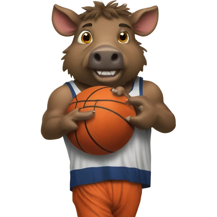 a boar with a basketball wearing a tee that says ballhog emoji