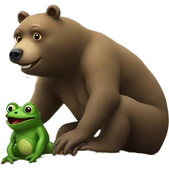 bear eating a frog on top of a house emoji