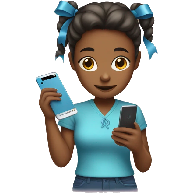 girl with ribbon holding a phone  emoji