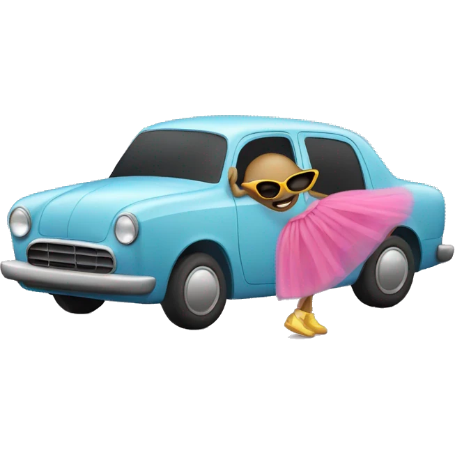 Car wearing a tutu with sunglasses emoji
