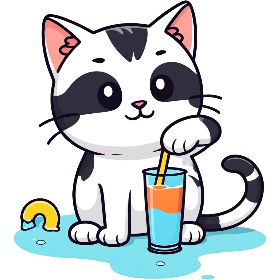 A cat that has human feet drinking a slushy emoji