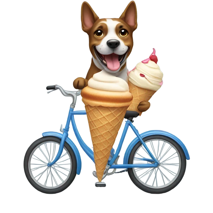 Dog eating icecream on a bike  emoji
