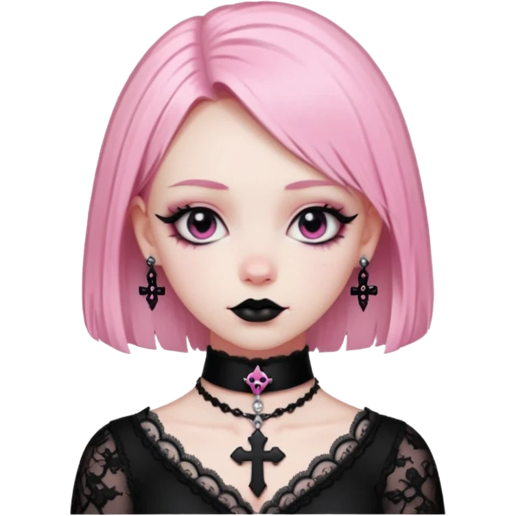 black pink goth cross  emoji