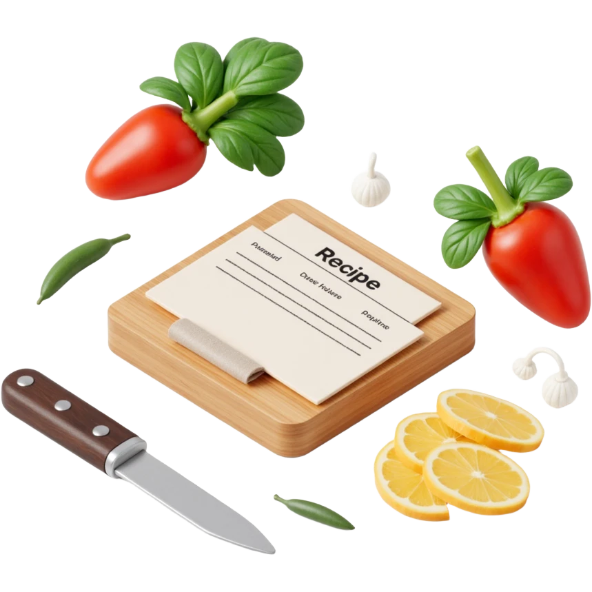 Floating Ingredients Around a Recipe Card (with Transparent Background) emoji