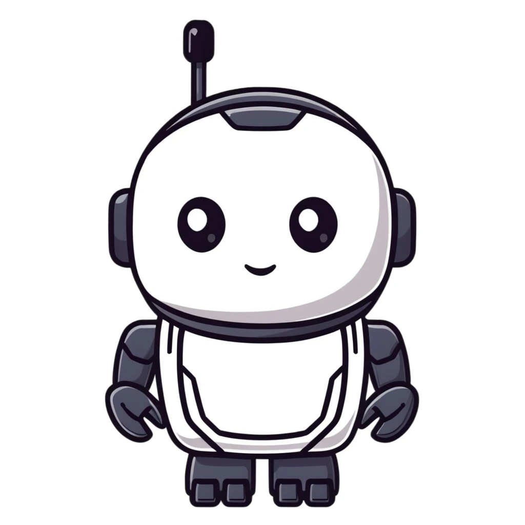 modern face of a black robot with white led eyes, red background emoji