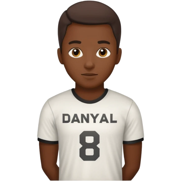 Football T-shirt saying Danyaal on the back with number 18 emoji