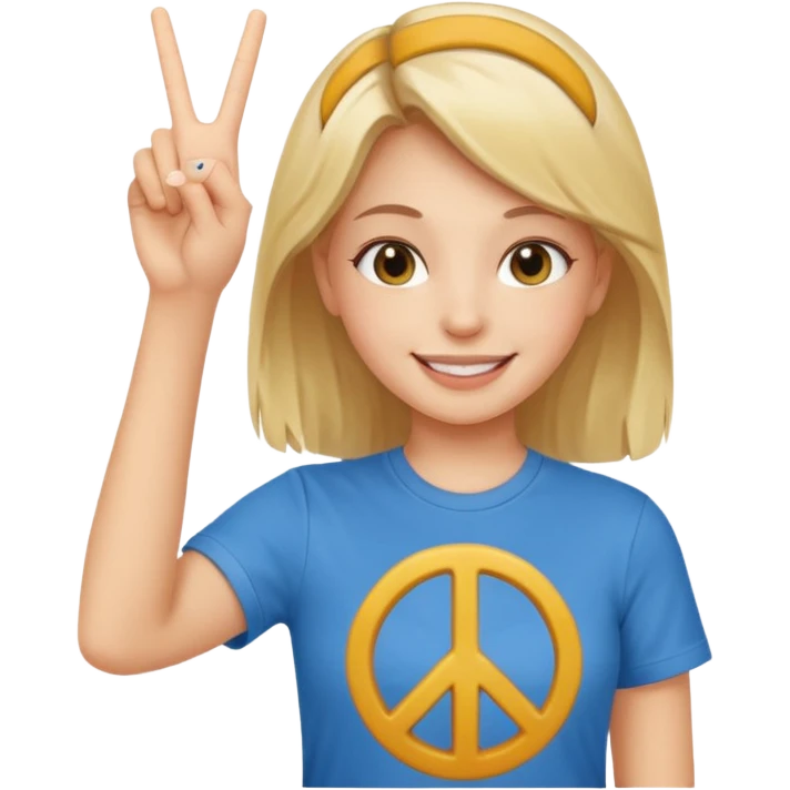 smiling girl with peace sign\ emoji