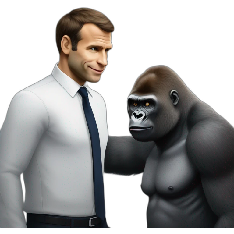 Gorilla meeting Emanuel Macron emoji