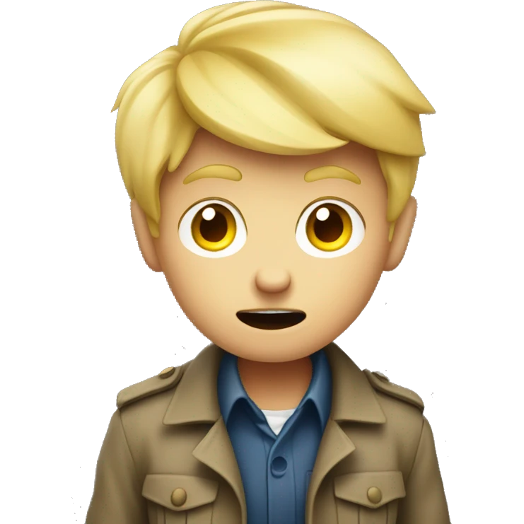 blond boy detective scared flahslight emoji