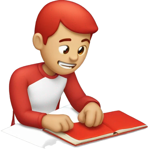Una mano escribiendo un texto de color rojo emoji