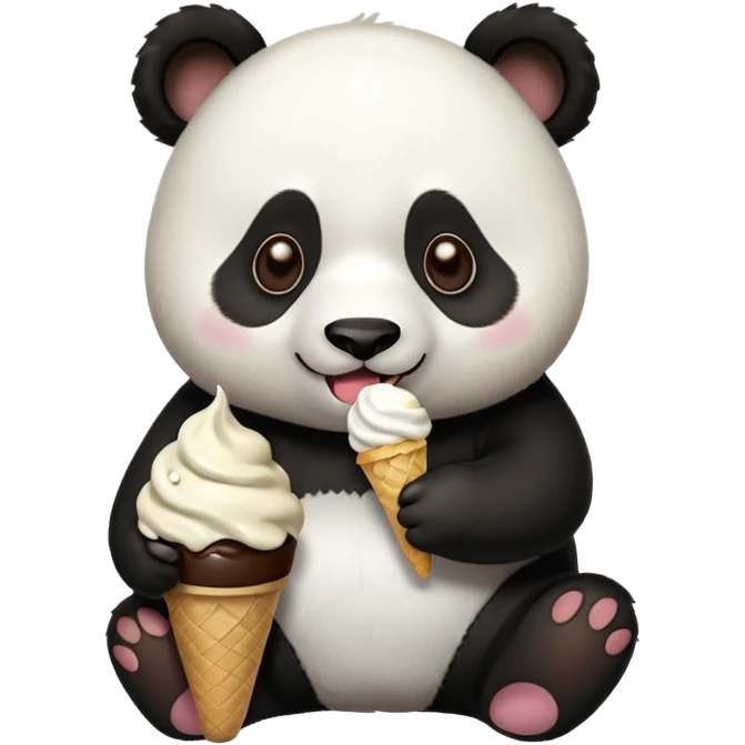 Panda eating ice cream emoji