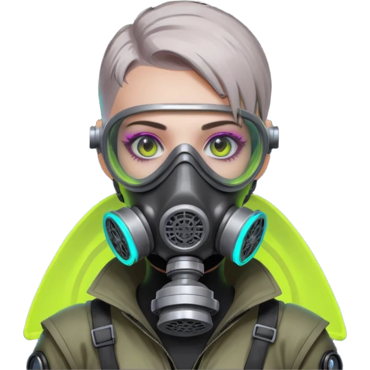 cyberpunk gasmask girl programmer buzzcut emoji