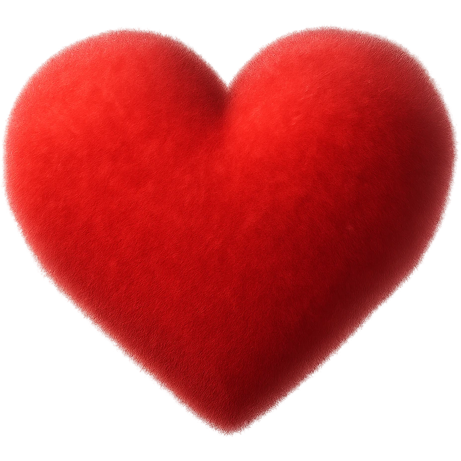 heart with a soft velvet fuzz texture, digital illustration, no background emoji
