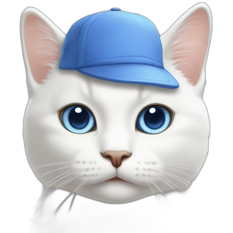 White cat in blue cap On which it is written that I am an Aztist emoji