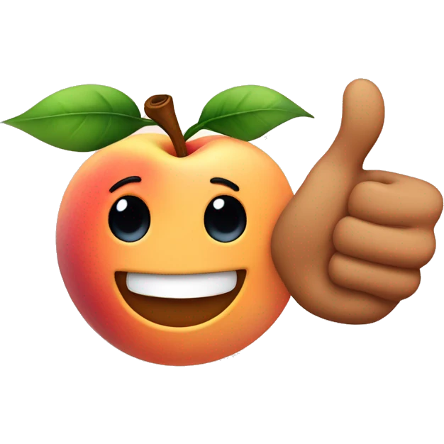 A smirking emoji left hand saying hey and the other hand is a peach emoji