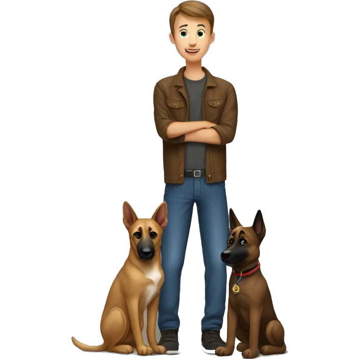 garçon calin a un malinois emoji