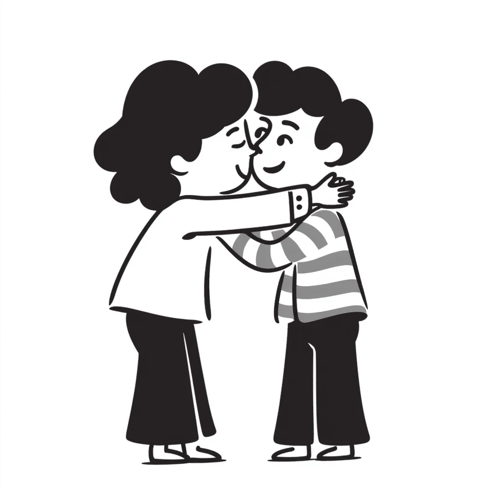 Looney Tunes-style character named George getting a hug emoji