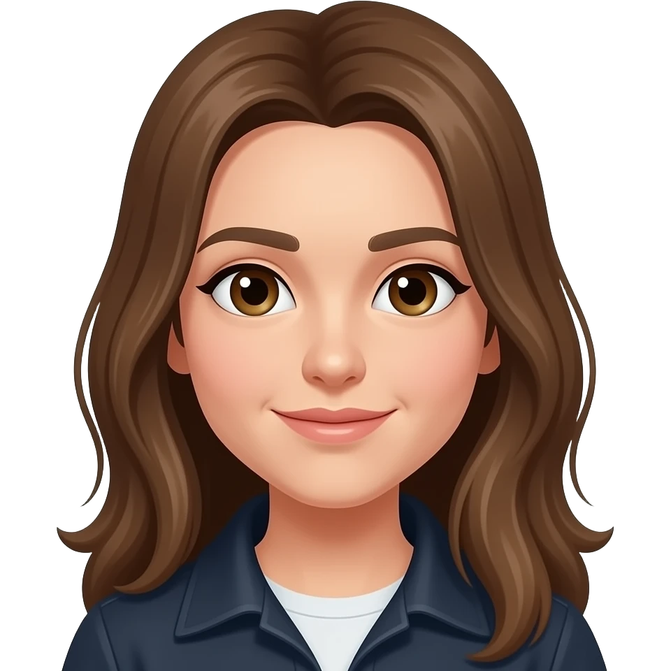Um pouco parda de cabelo  longo castanho longo com uma pinta no centro da bochecha esquerda emoji