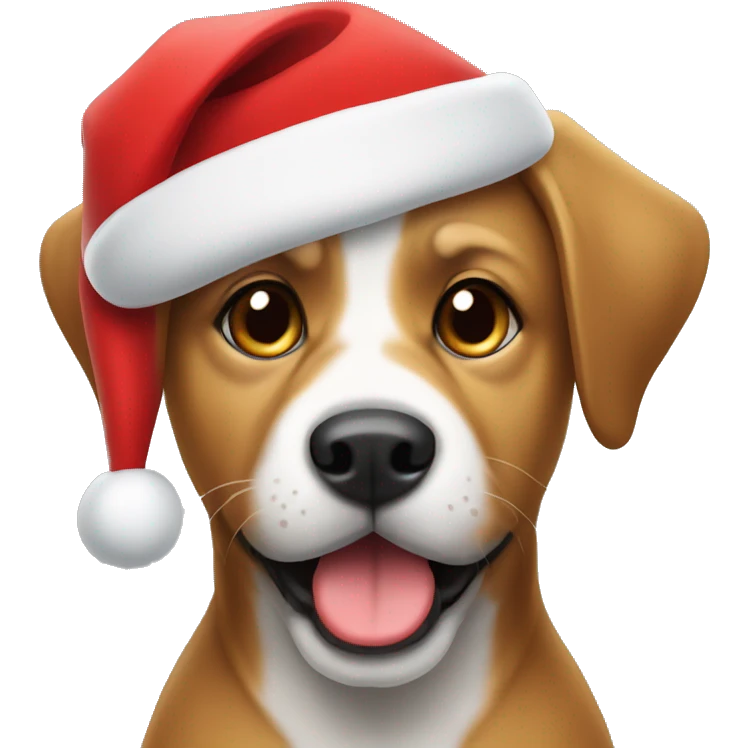 Dog wearing Santa hat emoji