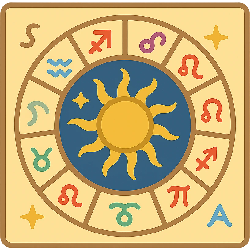 vintage astrology natal chart icon with intricate celestial symbols, mystical and ornate, in color emoji