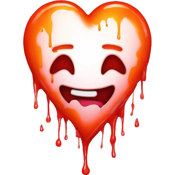 bleeding red heart glowing red-orange with splatter emoji