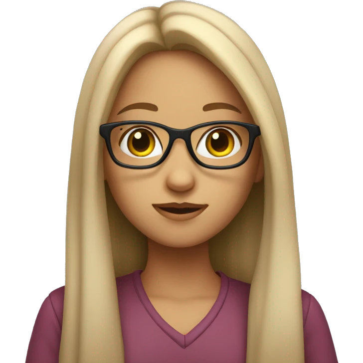 A girl with long hair with glasses  emoji