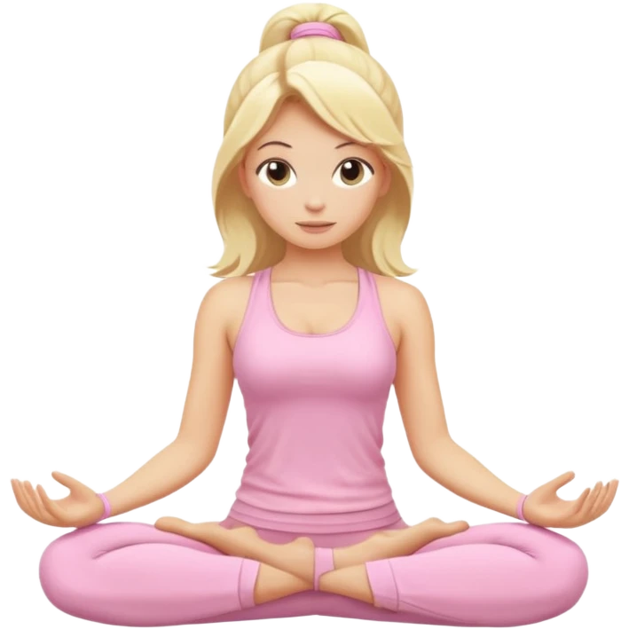 blonde yoga girl light pink clothes n emoji