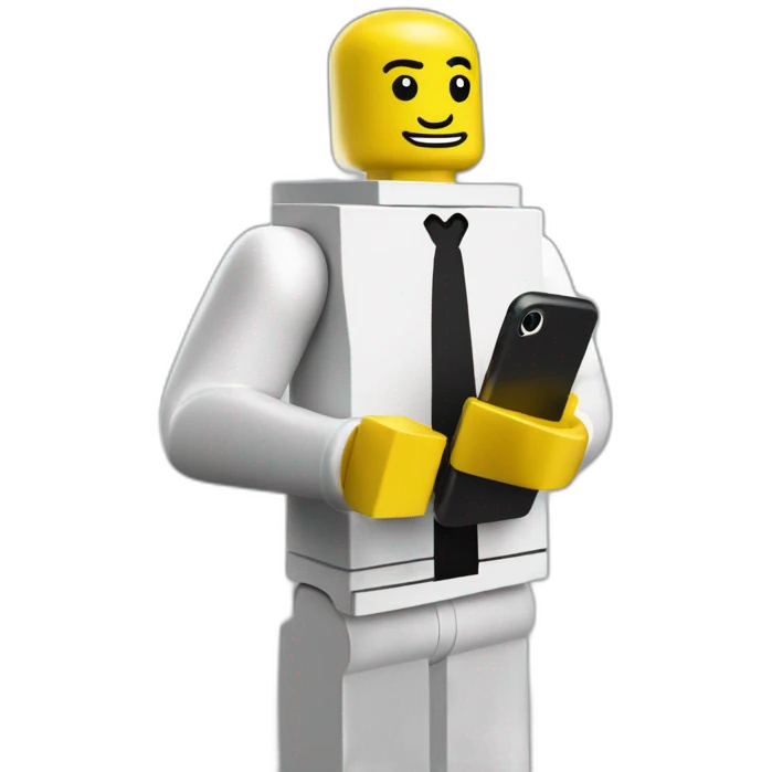 lego man holding an iphone emoji