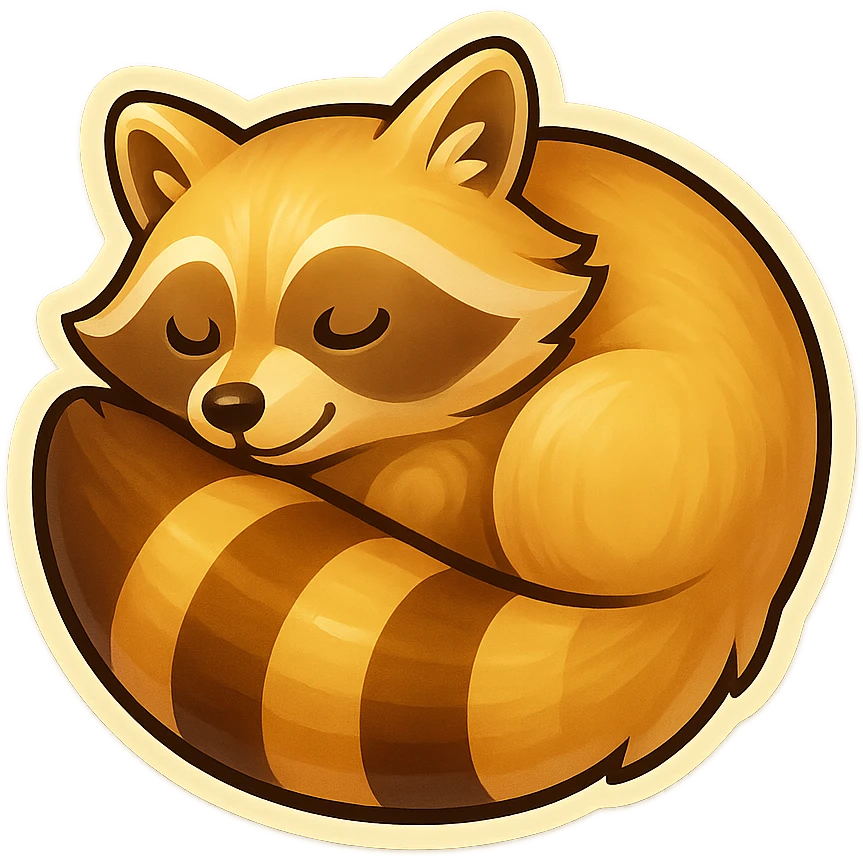Very Light Blonde raccoon sleeping 2d digital art semi realistic  emoji