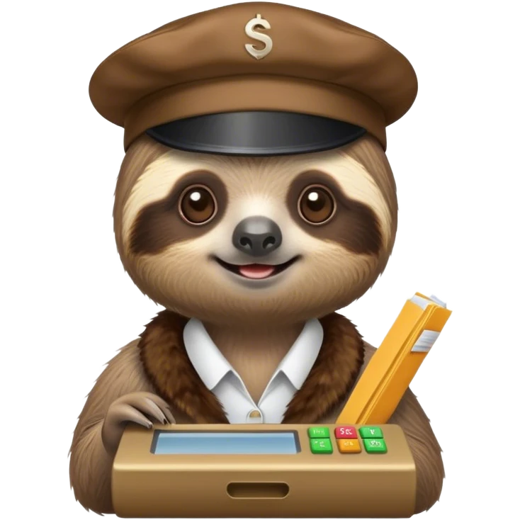 sloth cashier in cashier cap emoji