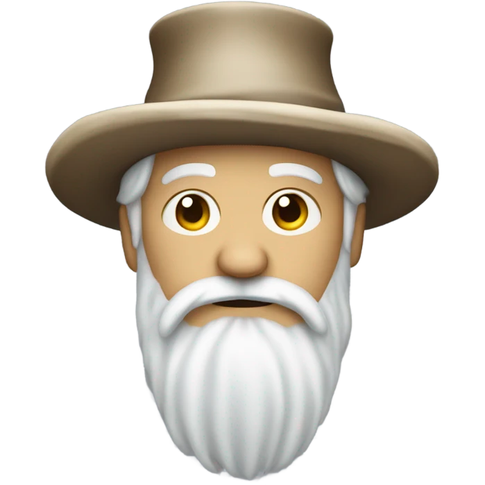 White guy with white beard and raggedy hat with whip  emoji