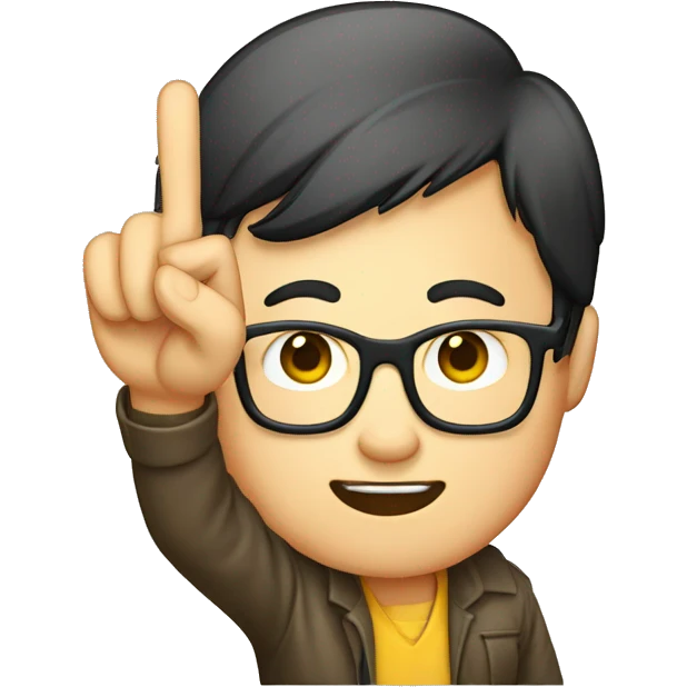 nerd holding up s pointer finger Asian  emoji