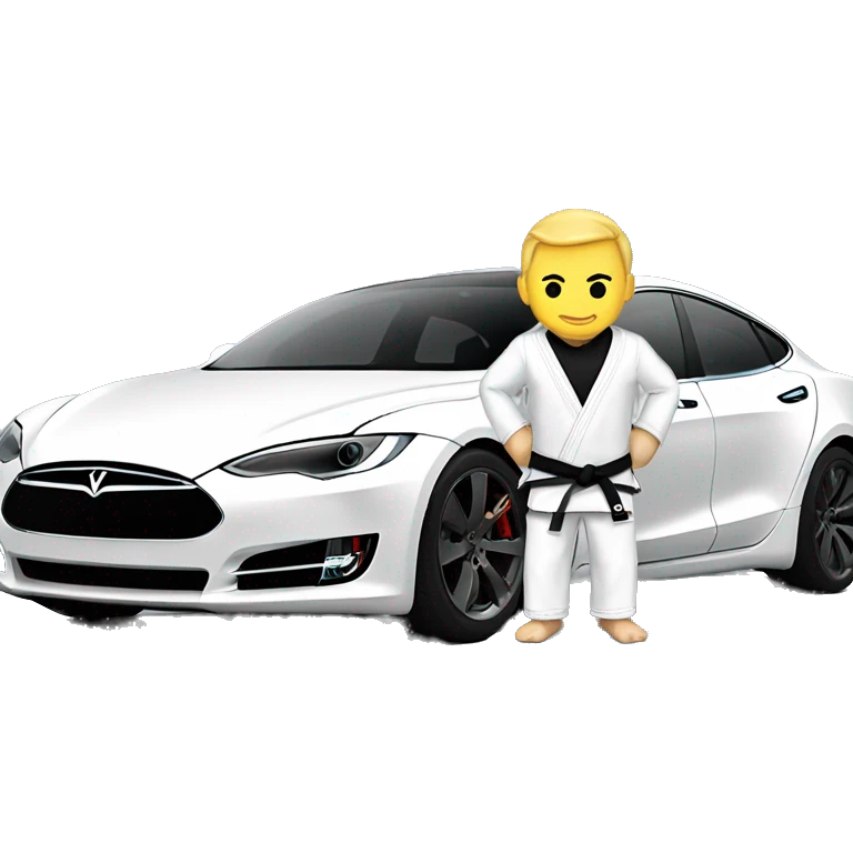white jiu jitsu fighter in front of tesla emoji