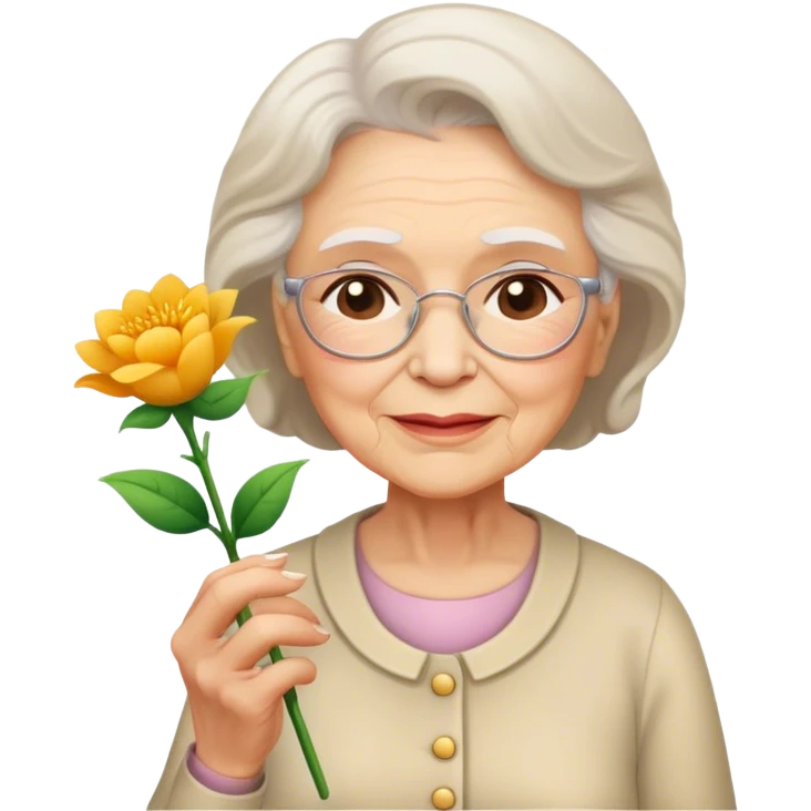 Grandmother with flower emoji