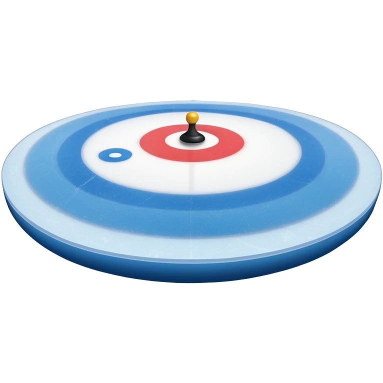 please, An icon featuring the curling rink, with its distinctive circles, and a vibrant crowd in the stands. Snowflakes fall outside the arena, and bright lights illuminate the ice. a curling stone sliding across the ice, with a broom nearby. Transparent background. emoji