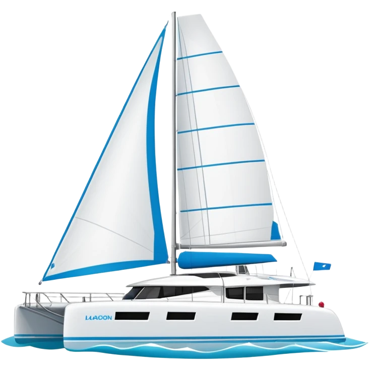 make a 50ft catamaran lagoon styled faceing to the right. make the sails patrone 7711 emoji