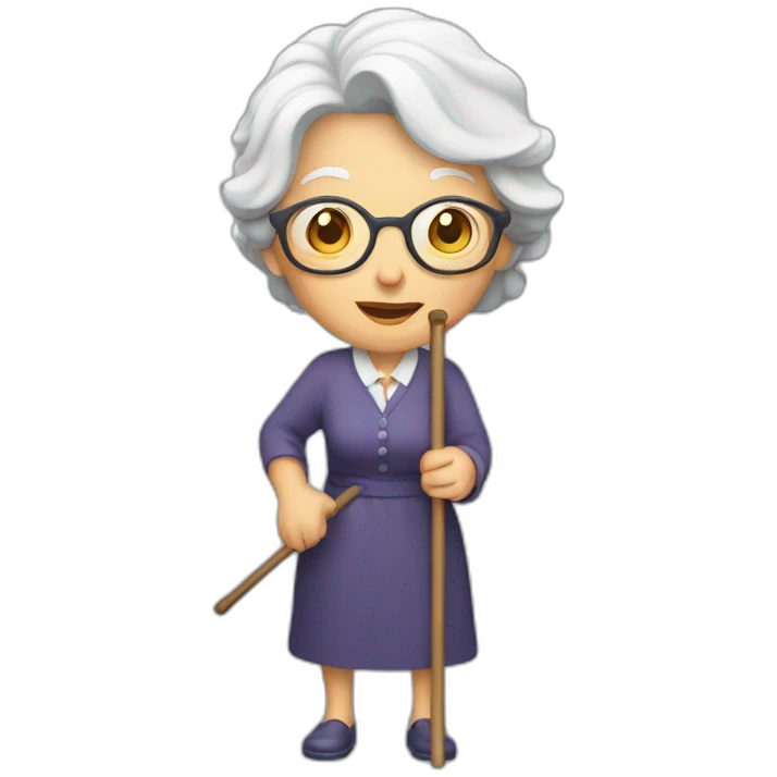 senior woman using cane emoji