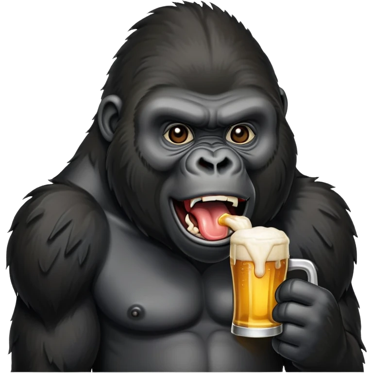 Black gorilla spitting beer emoji