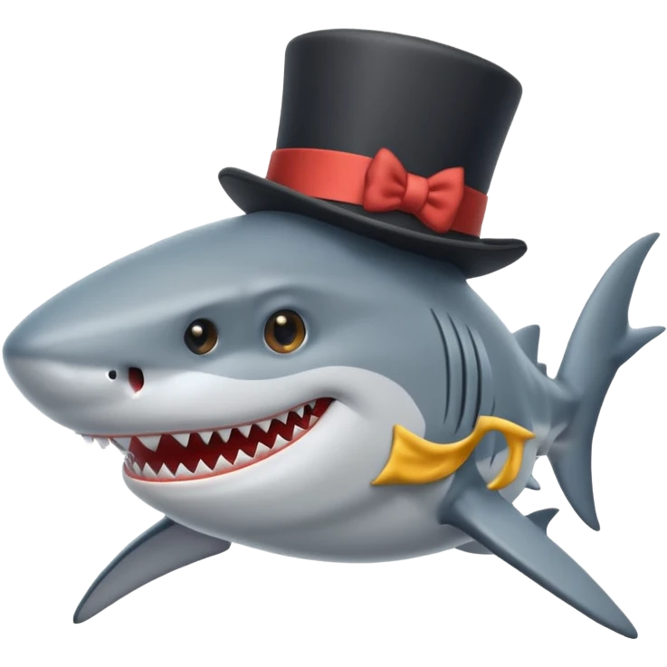Shark with a top hat emoji