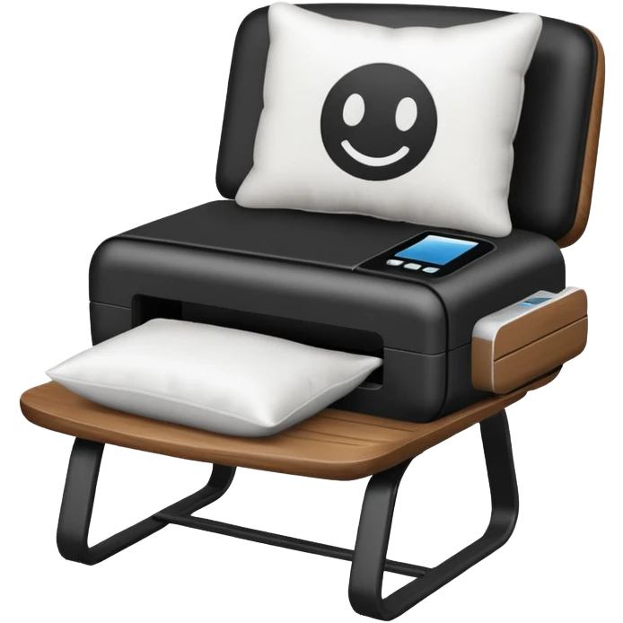 Pillow with chair and printer emoji
