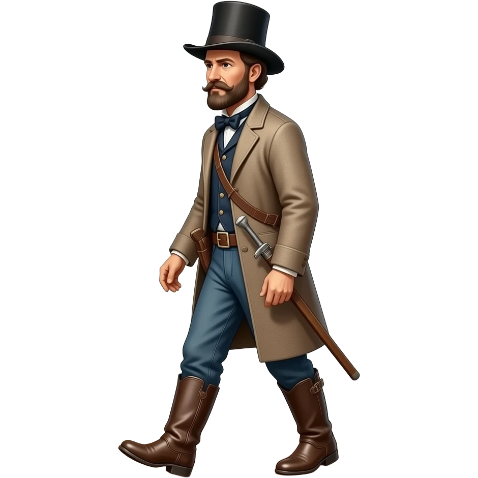 pioneer man from 1850 walking sideways looking forward emoji