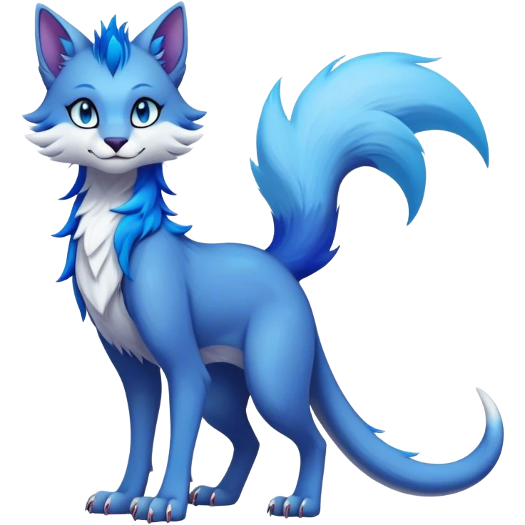 Kawaii dark colorful edgy fantasy ethereal feline-vernid-sergal-fursona animal creature with a tufted tail full body emoji