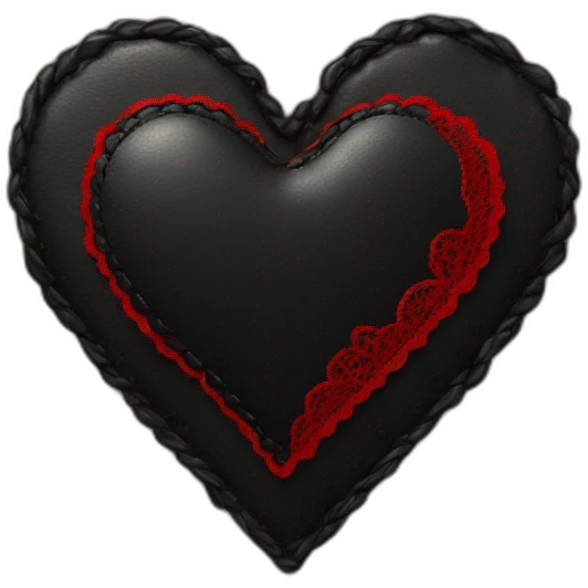 Black leather heart with red lace border emoji